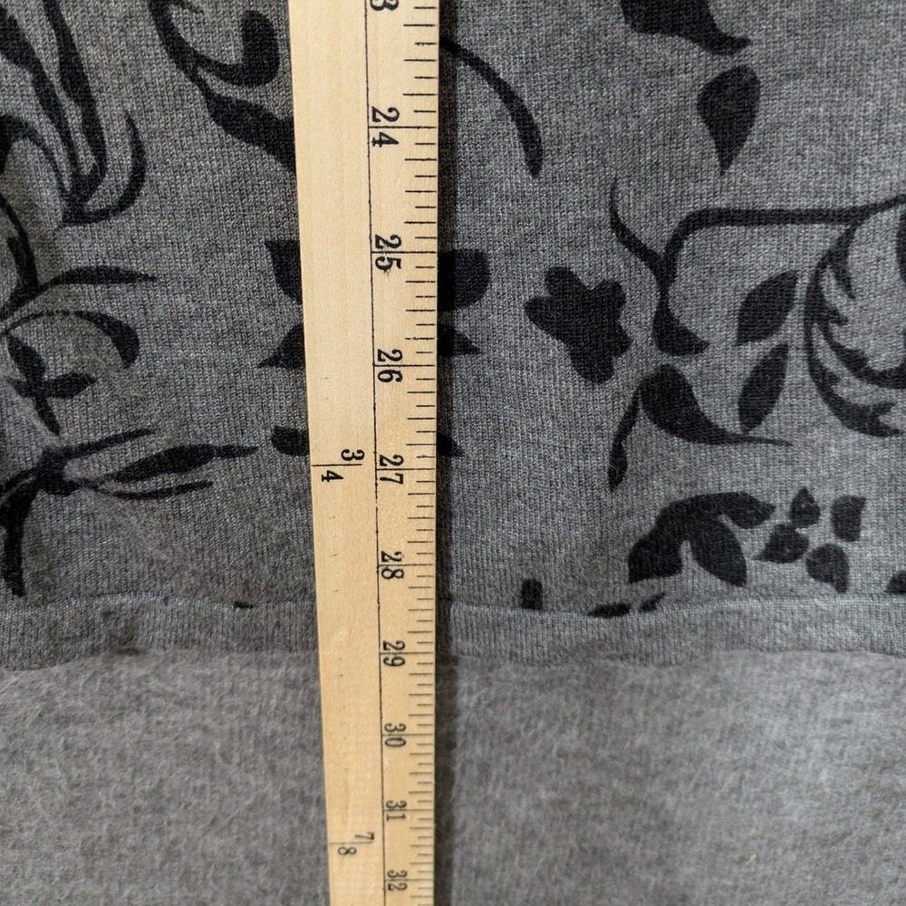Lane Bryant Womens Gray Black Floral Knit Short Sleeve Cardigan Size 14/16 - Picture 4 of 7